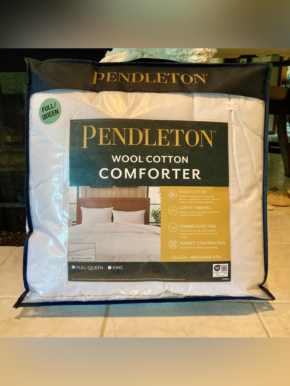 NWT Pendleton White Wool Cotton Comforter - Full/Queen
